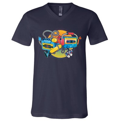 Cool Retro Tapes V-Neck T-Shirt