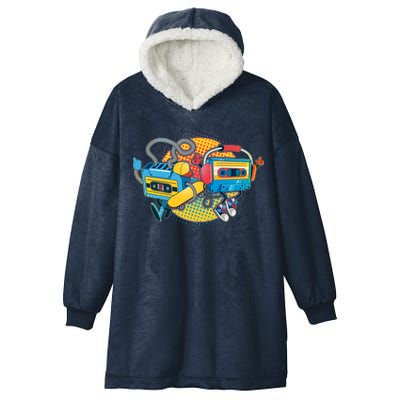 Cool Retro Tapes Hooded Wearable Blanket