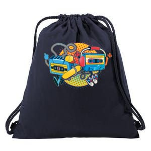 Cool Retro Tapes Drawstring Bag