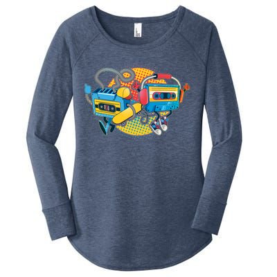 Cool Retro Tapes Women's Perfect Tri Tunic Long Sleeve Shirt