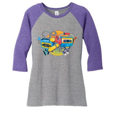 Cool Retro Tapes Women's Tri-Blend 3/4-Sleeve Raglan Shirt