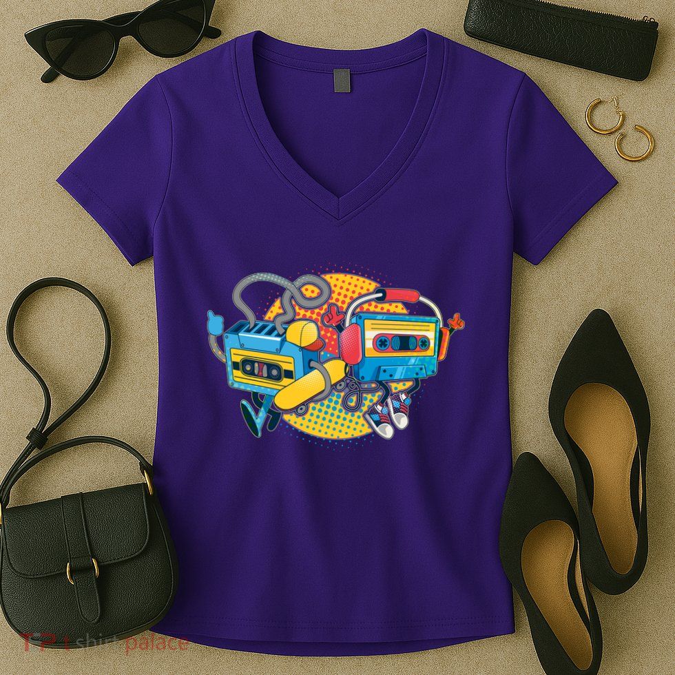 Cool Retro Tapes Women's V-Neck T-Shirt