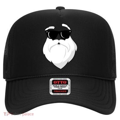 Cool Santa Face High Crown Mesh Back Trucker Hat