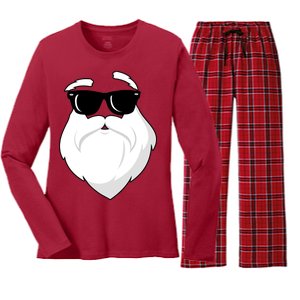 Cool Santa Face Women's Long Sleeve Flannel Pajama Set 