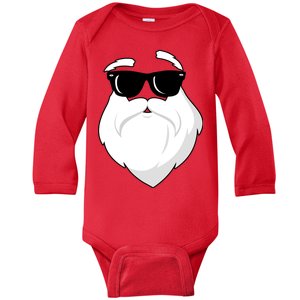 Cool Santa Face Baby Long Sleeve Bodysuit