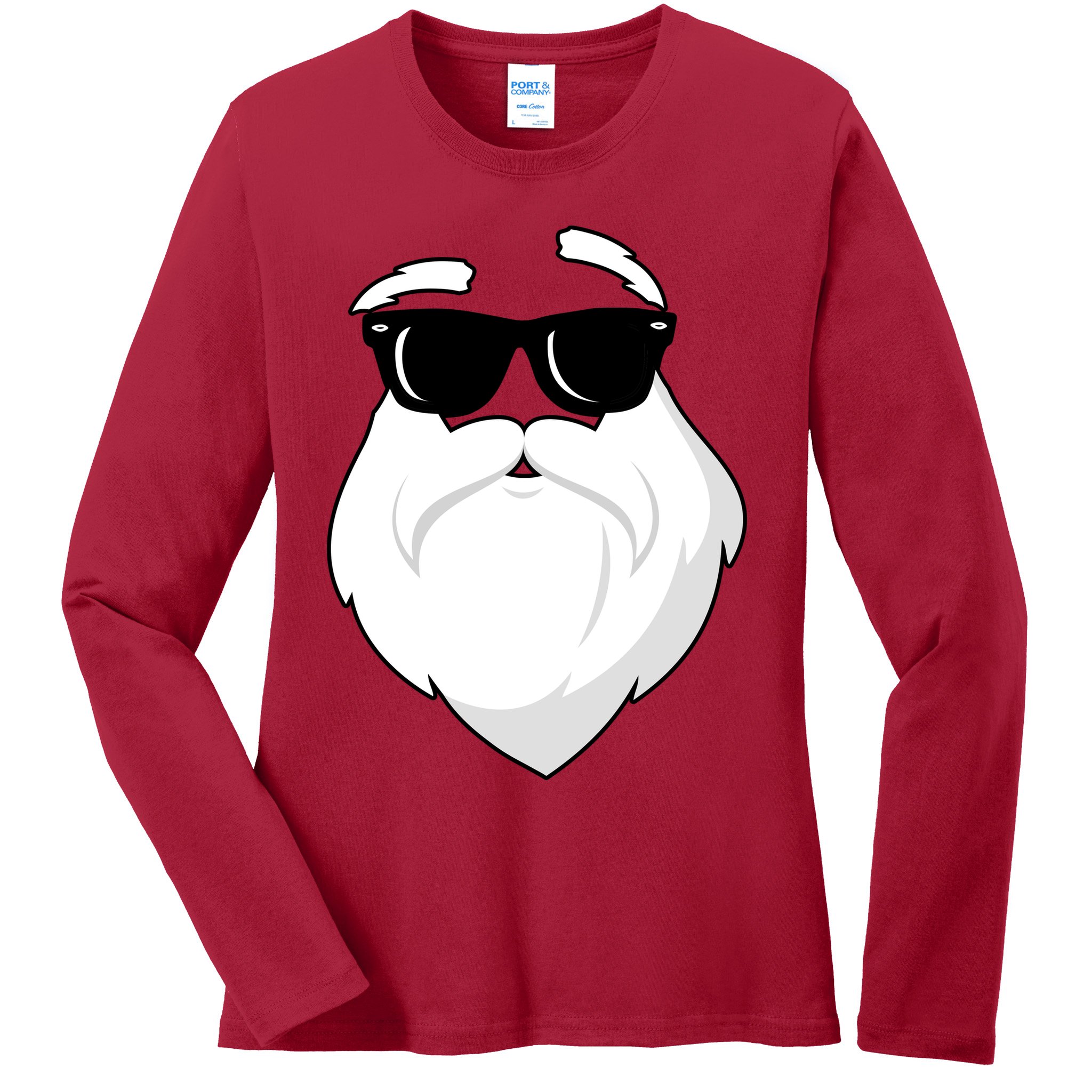 Cool Santa Face Ladies Long Sleeve Shirt