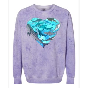 Cool Shark Love Heart Colorblast Crewneck Sweatshirt