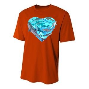 Cool Shark Love Heart Performance Sprint T-Shirt