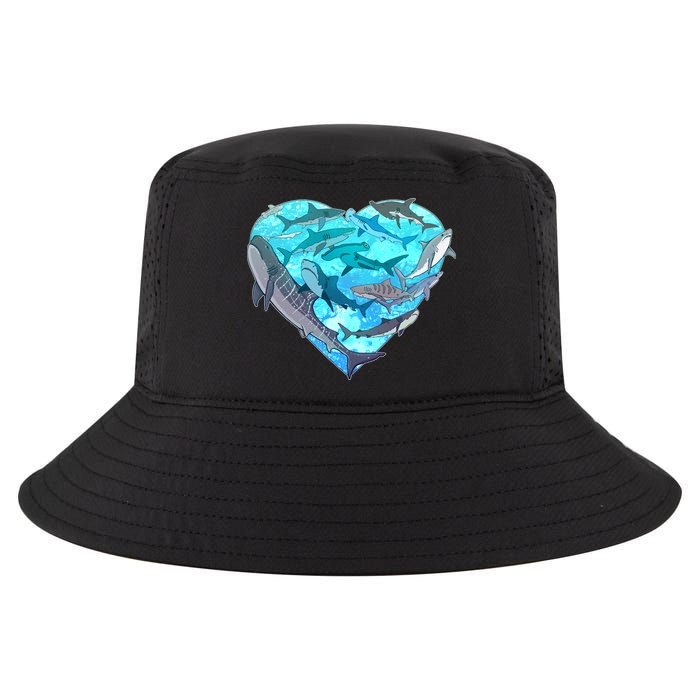 Cool Shark Love Heart Cool Comfort Performance Bucket Hat