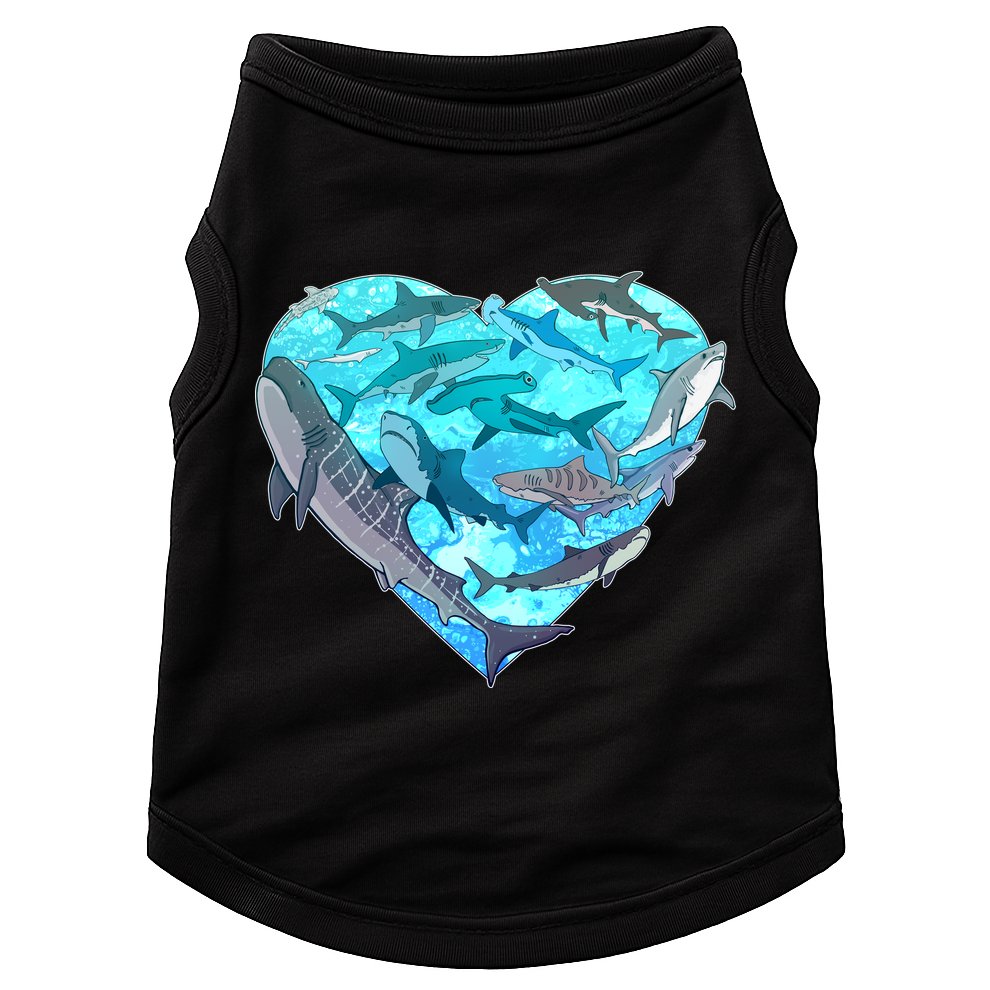 Cool Shark Love Heart Doggie Tank