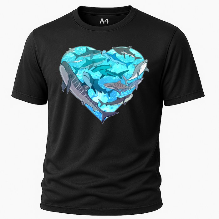 Cool Shark Love Heart Cooling Performance Crew T-Shirt