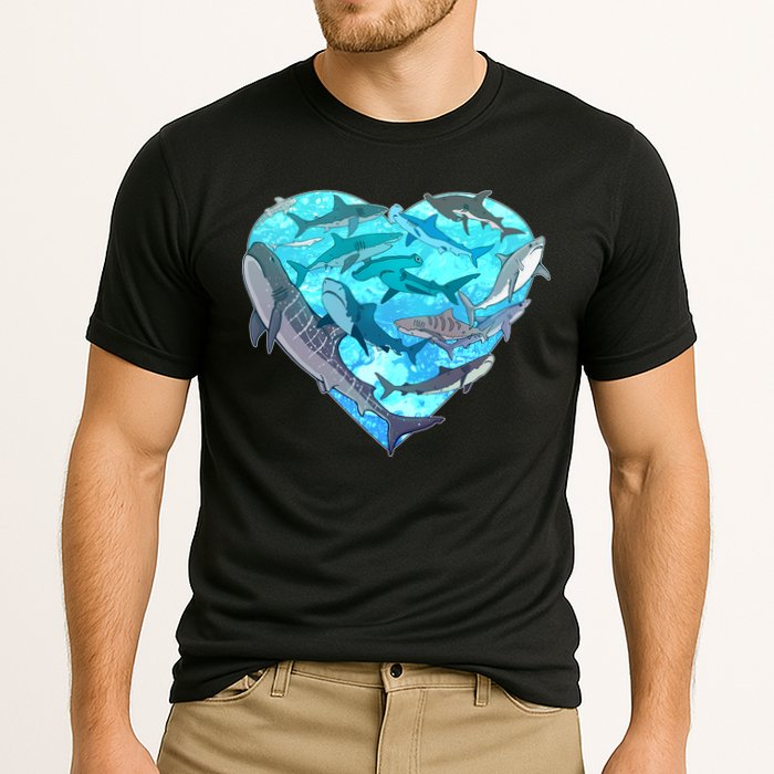 Cool Shark Love Heart Cooling Performance Crew T-Shirt