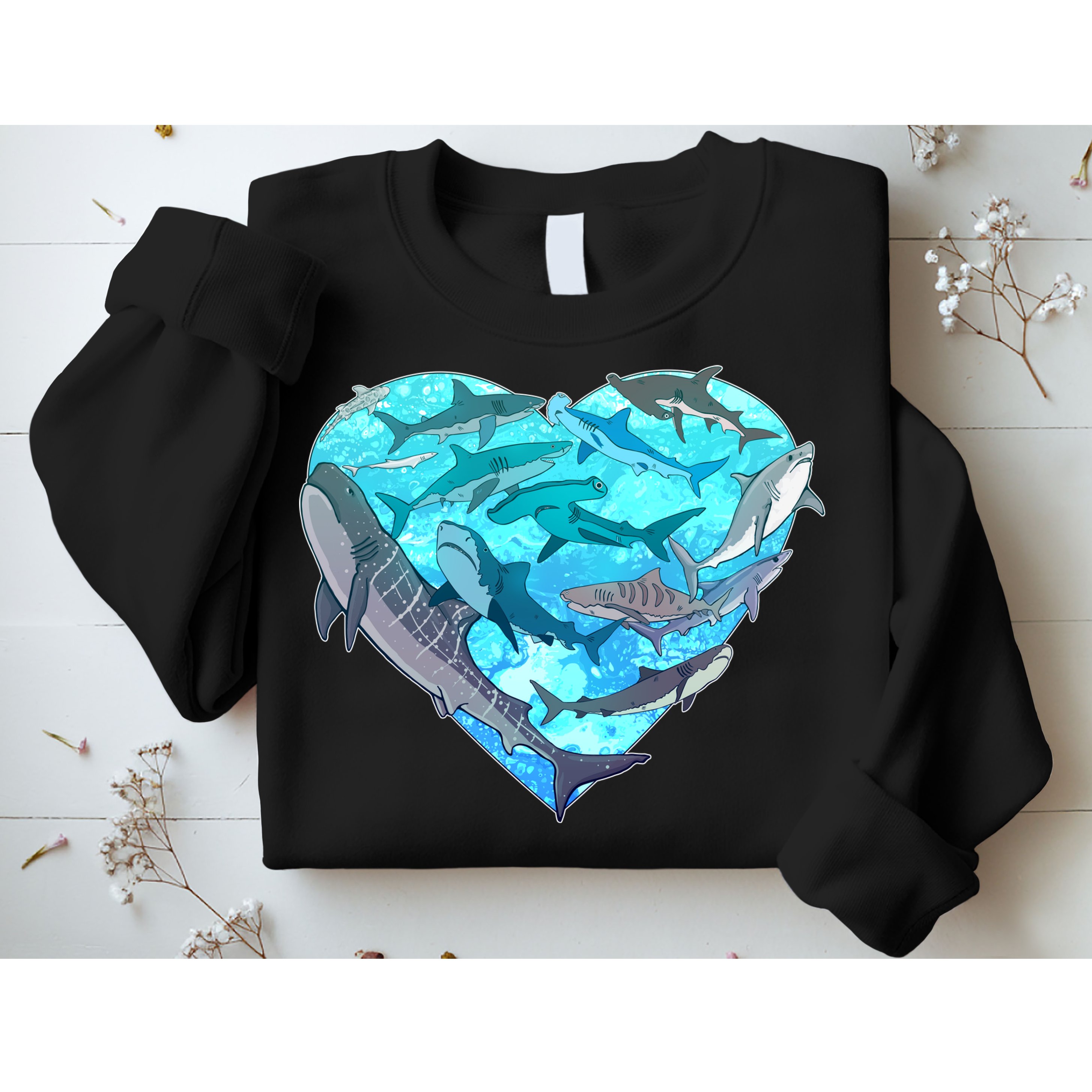 Cool Shark Love Heart Sweatshirt