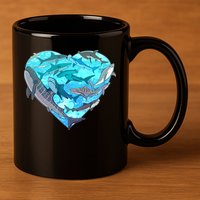 Cool Shark Love Heart 11oz C Handle Ceramic Mug