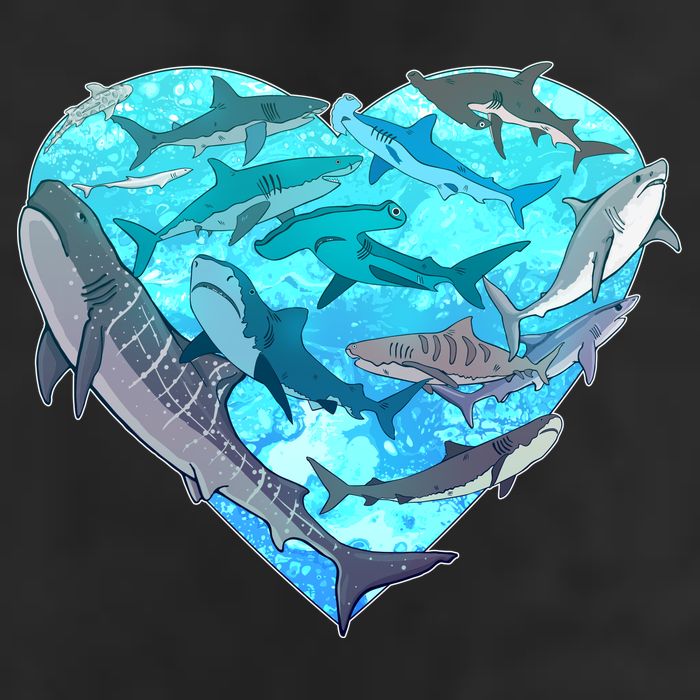 Cool Shark Love Heart 11oz C Handle Ceramic Mug