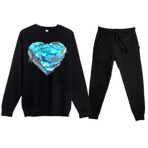 Cool Shark Love Heart Premium Crewneck Sweatsuit Set