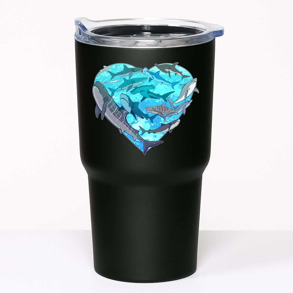 Cool Shark Love Heart Tumbler