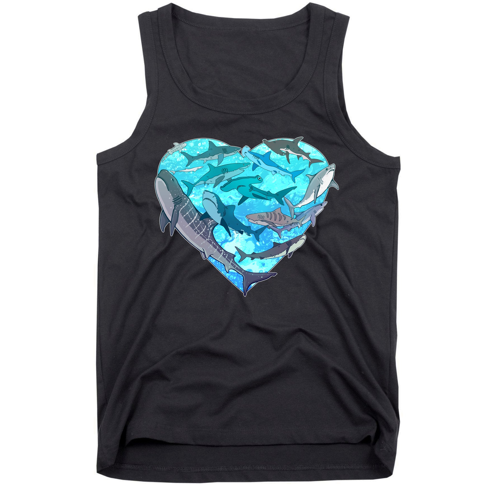 Cool Shark Love Heart Tank Top