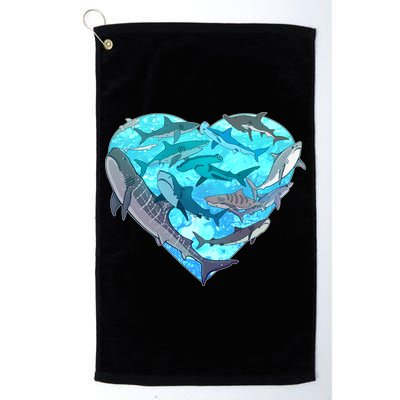 Cool Shark Love Heart Golf Towel