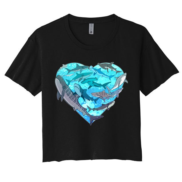 Cool Shark Love Heart Crop Top