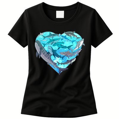 Cool Shark Love Heart Womens T-Shirt