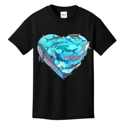 Cool Shark Love Heart Kids T-Shirt