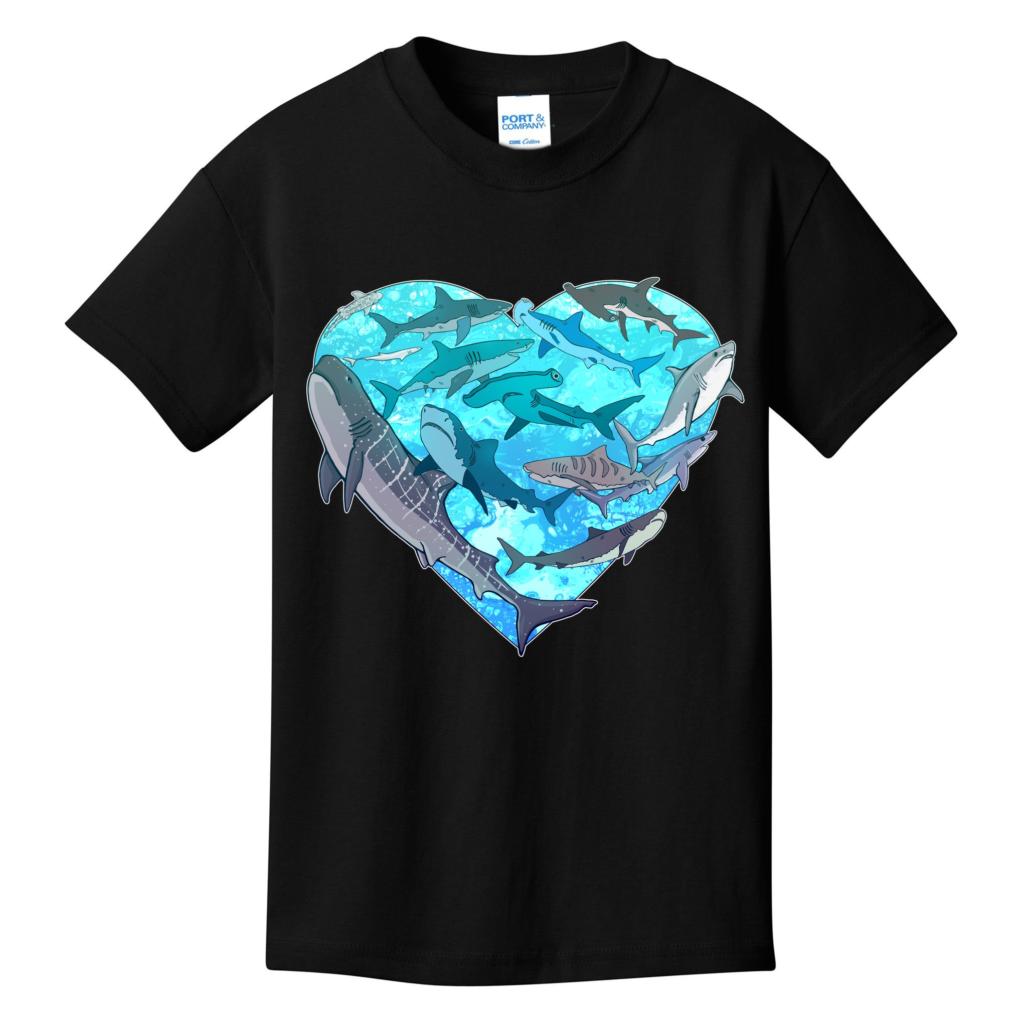 Cool Shark Love Heart Kids T-Shirt