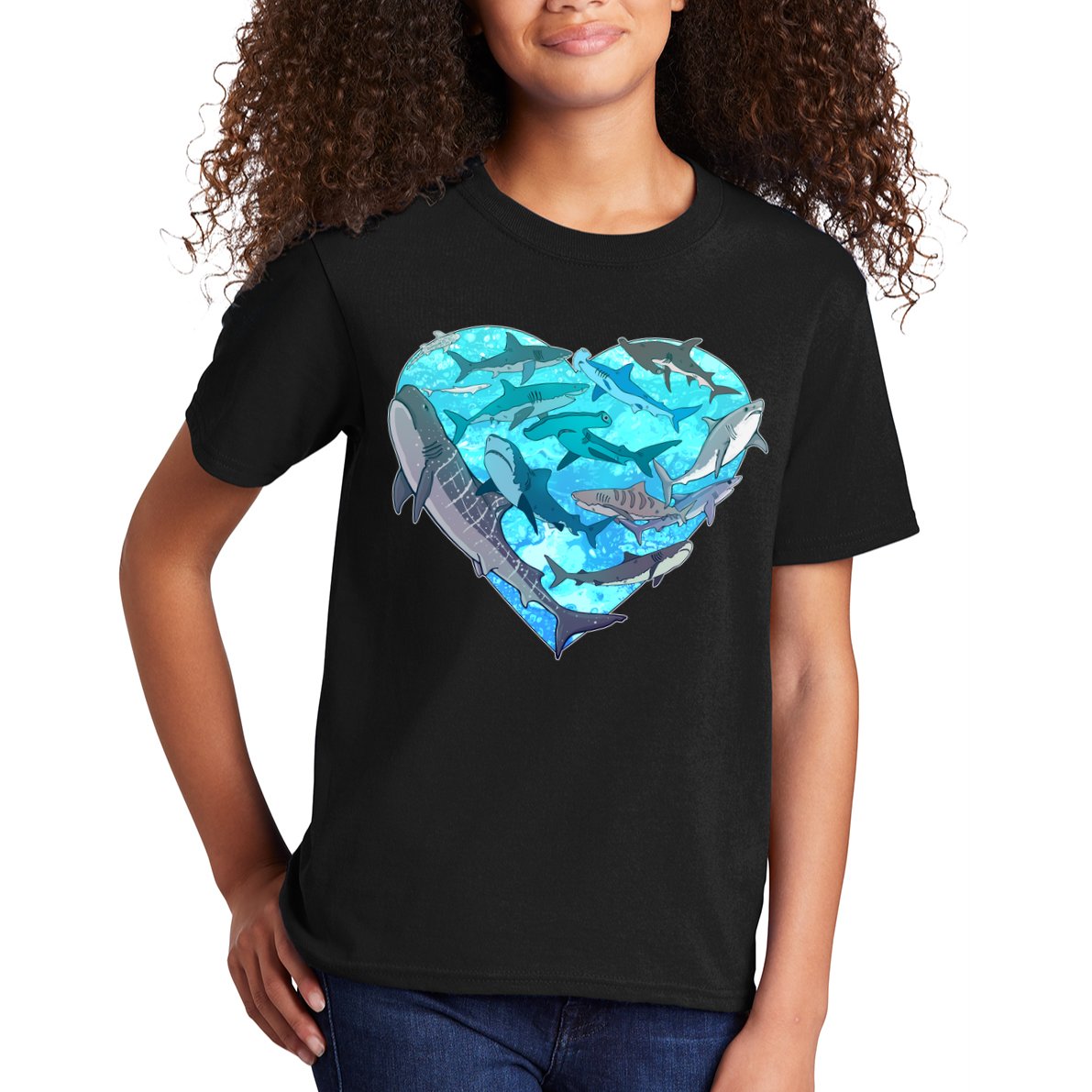 Cool Shark Love Heart Kids T-Shirt