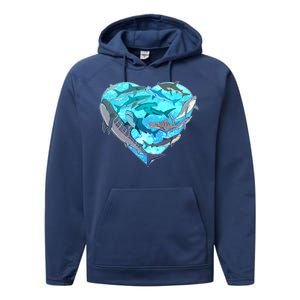 Cool Shark Love Heart Performance Fleece Hoodie