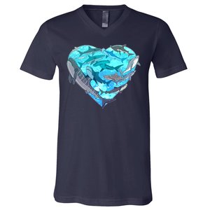 Cool Shark Love Heart V-Neck T-Shirt