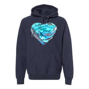 Cool Shark Love Heart Premium Hoodie