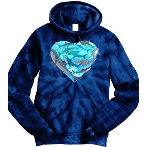 Cool Shark Love Heart Tie Dye Hoodie