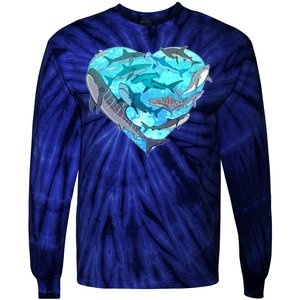 Cool Shark Love Heart Tie-Dye Long Sleeve Shirt