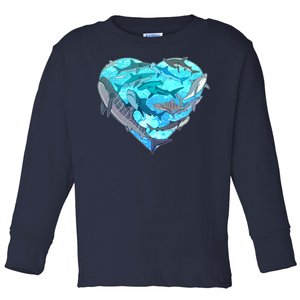 Cool Shark Love Heart Toddler Long Sleeve Shirt