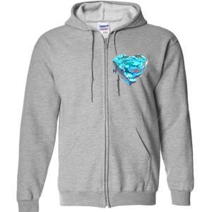 Cool Shark Love Heart Full Zip Hoodie