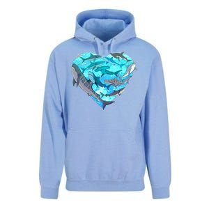 Cool Shark Love Heart Unisex Surf Hoodie