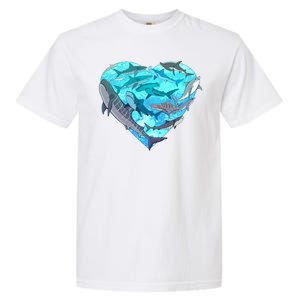 Cool Shark Love Heart Garment-Dyed Heavyweight T-Shirt