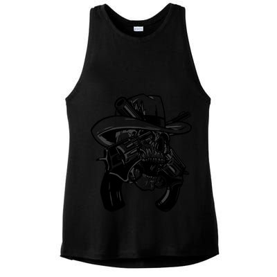 Cool Skull Guns Crossbones Ladies PosiCharge Tri-Blend Wicking Tank