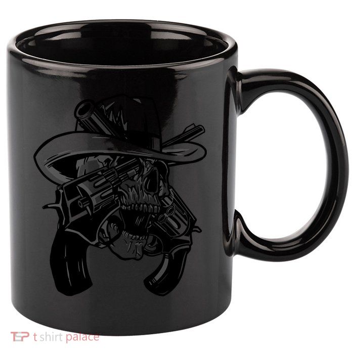 Cool Skull Guns Crossbones 11oz C Handle Ceramic Mug