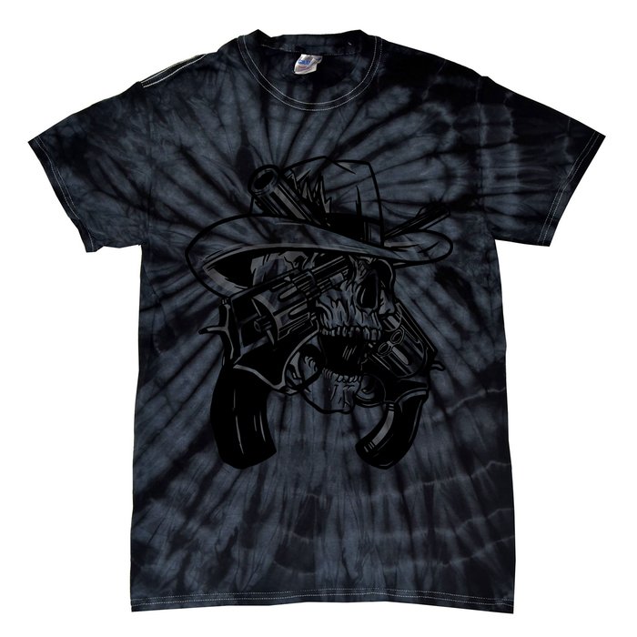 Cool Skull Guns Crossbones Tie-Dye T-Shirt