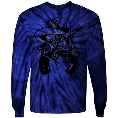 Cool Skull Guns Crossbones Tie-Dye Long Sleeve Shirt