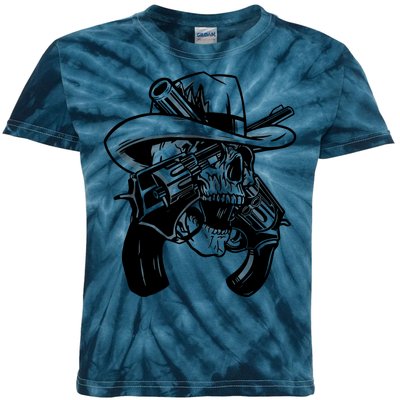 Cool Skull Guns Crossbones Kids Tie-Dye T-Shirt