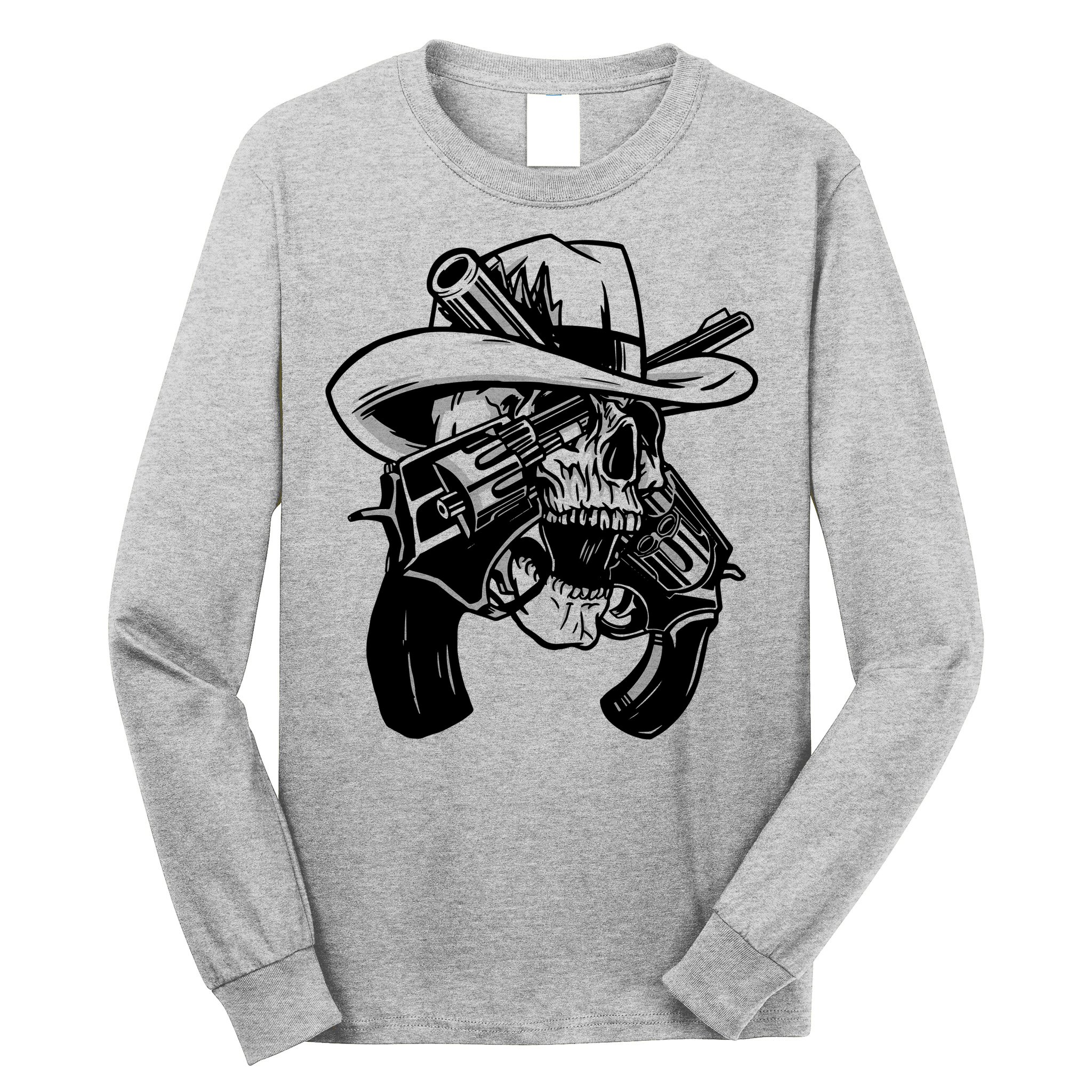 Cool Skull Guns Crossbones Long Sleeve Shirt