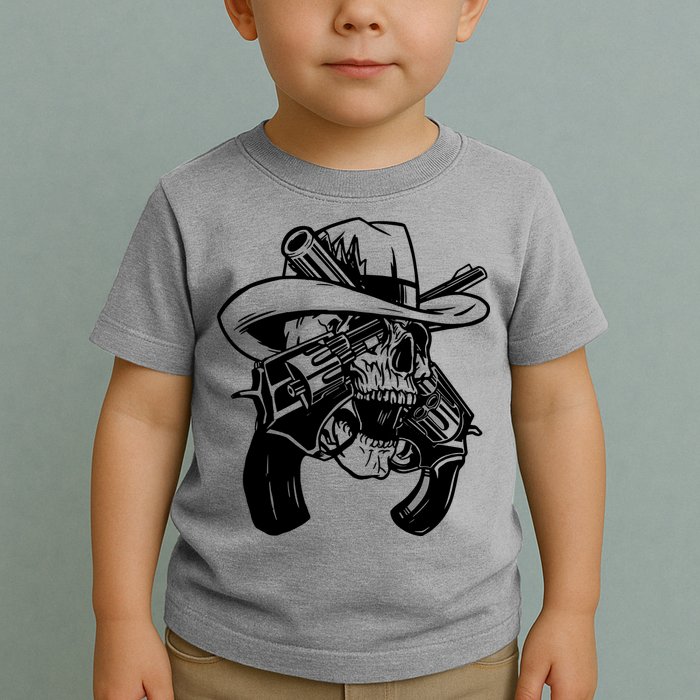 Cool Skull Guns Crossbones Toddler T-Shirt