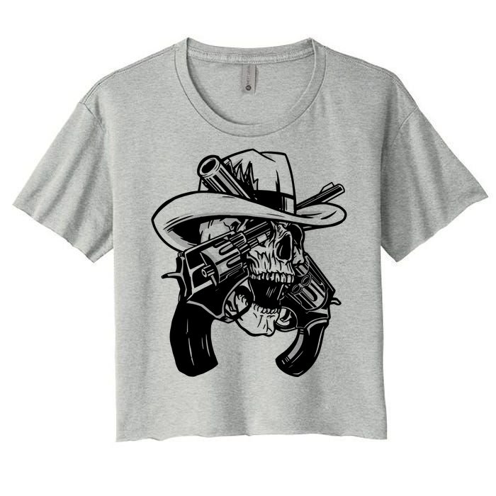 Cool Skull Guns Crossbones Women's Crop Top Tee