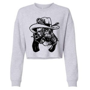 Cool Skull Guns Crossbones Cropped Pullover Crew