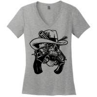 Cool Skull Guns Crossbones Women's V-Neck T-Shirt