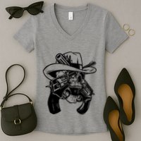 Cool Skull Guns Crossbones Women's V-Neck T-Shirt