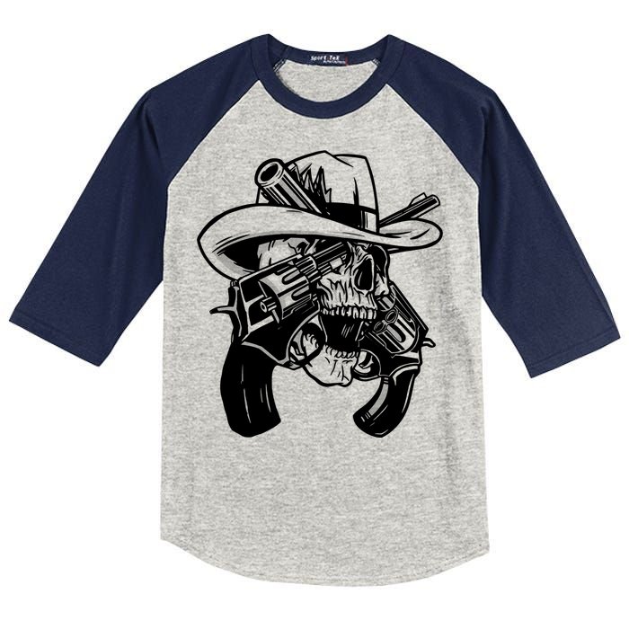 Cool Skull Guns Crossbones Kids Colorblock Raglan Jersey