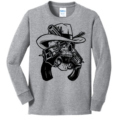 Cool Skull Guns Crossbones Kids Long Sleeve Shirt